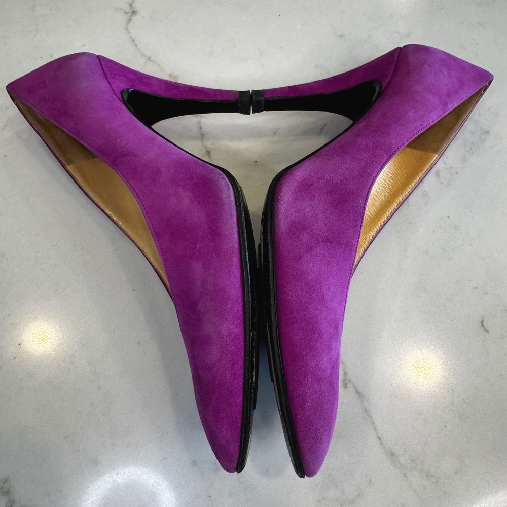 Charles Jourdan Paris Women 7.5 Fuchsia Pink Suede Pointy Toe Stiletto Heel Pump - Picture 4 of 15